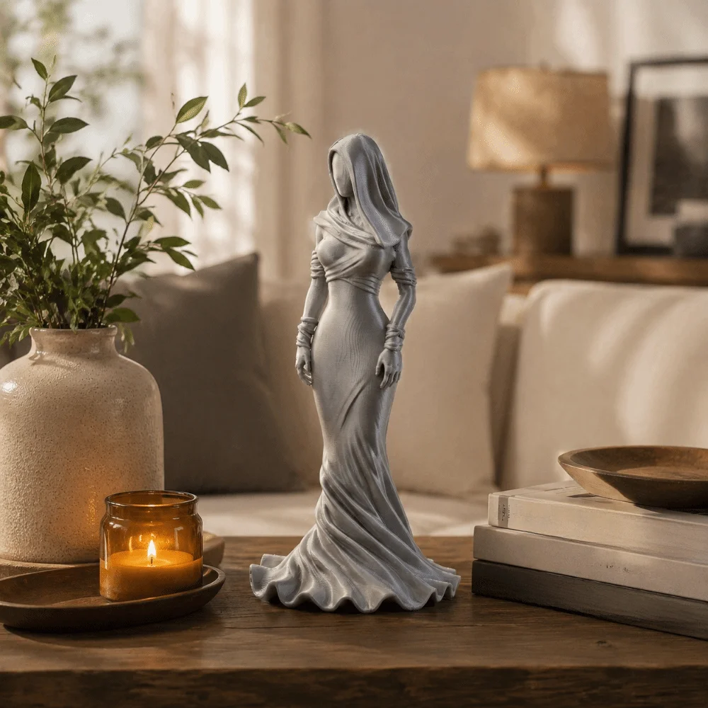 Minimalist 3D Printed Dancing Lady Statue Flowing Skirt Elegant Women Character Statue Home Decor Girl Sculpture Office