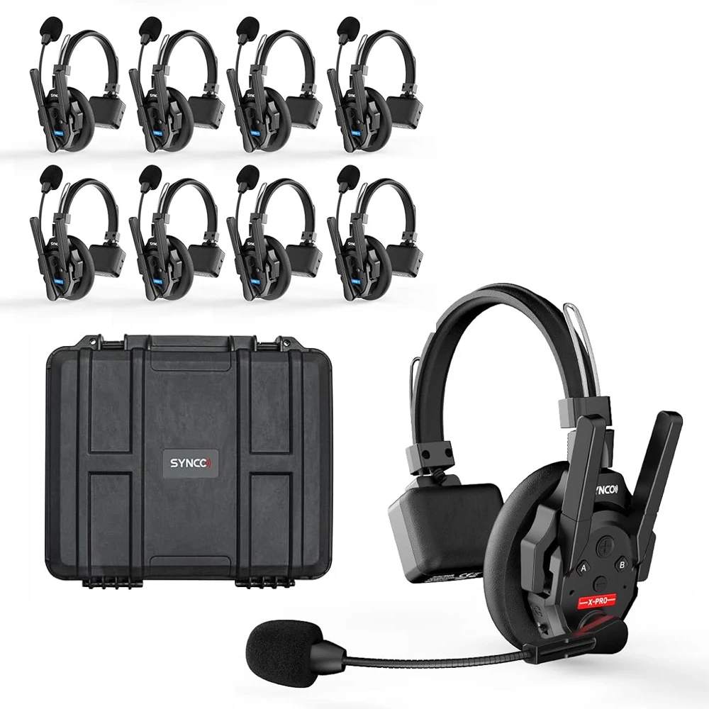 

SYNCO Xtalk XPro9 2.4GHz Wireless Microphone 2-Way Intercom Remote Headset Communication System 500m Transmission Range