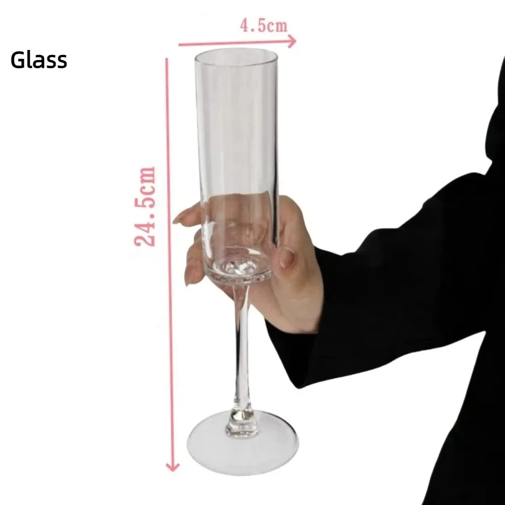 Drinkware Transparent Wine Cup Striped Plastic Glass High Footed cup Champagne Cup Party