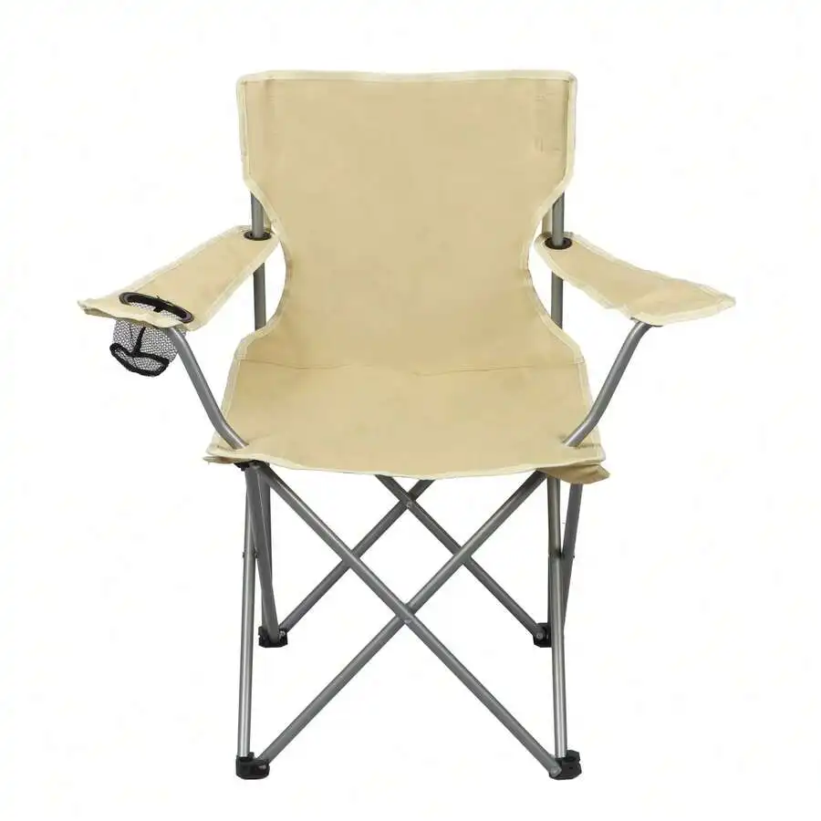 Quad Folding Camp Chair With Cup Holder, Gold