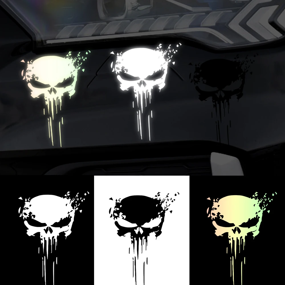 10X15Cm Auto Schedel Stickers Auto Body Decals Stickers Exterieur Decoratie Auto Styling Stickers Reflecterende Decal Motorfiets Sticker