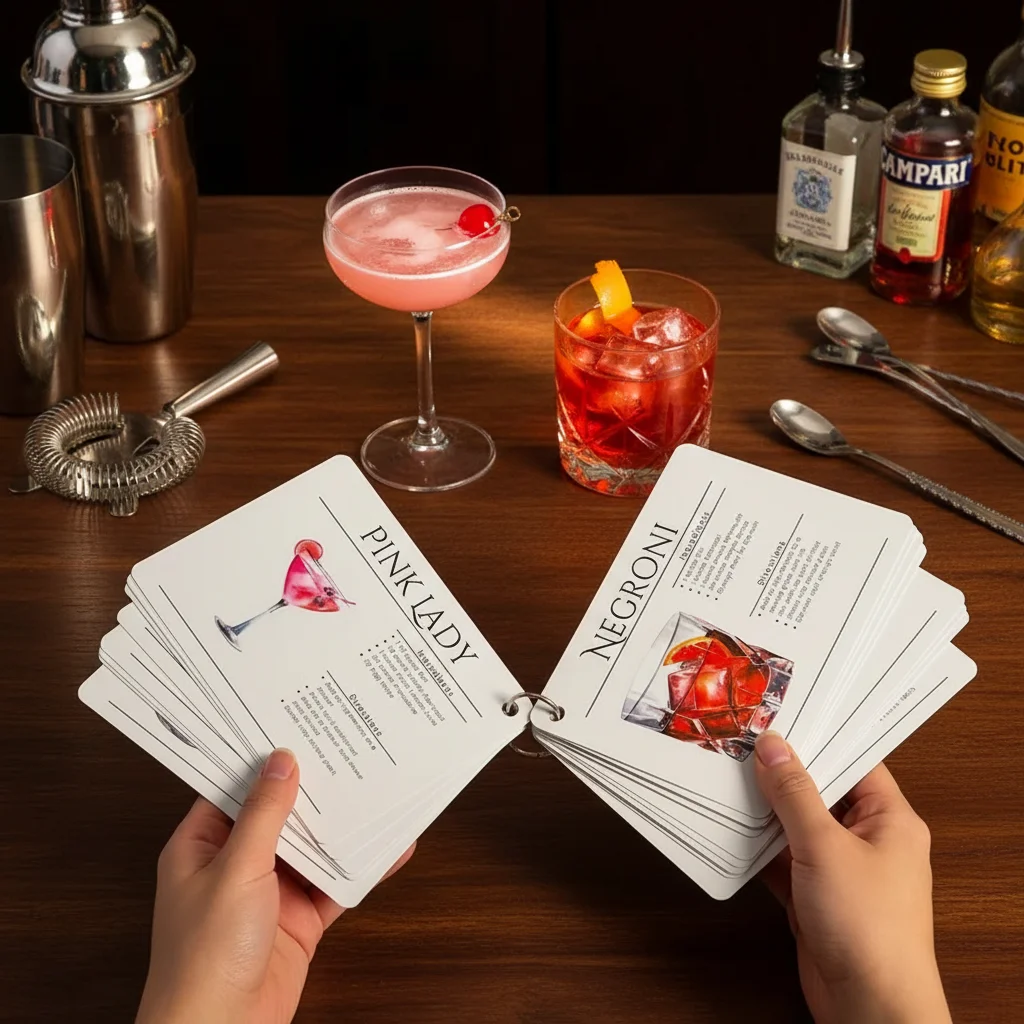 Cocktail Recipe Book - Cocktail Recipe Cards Professional Home Bartender