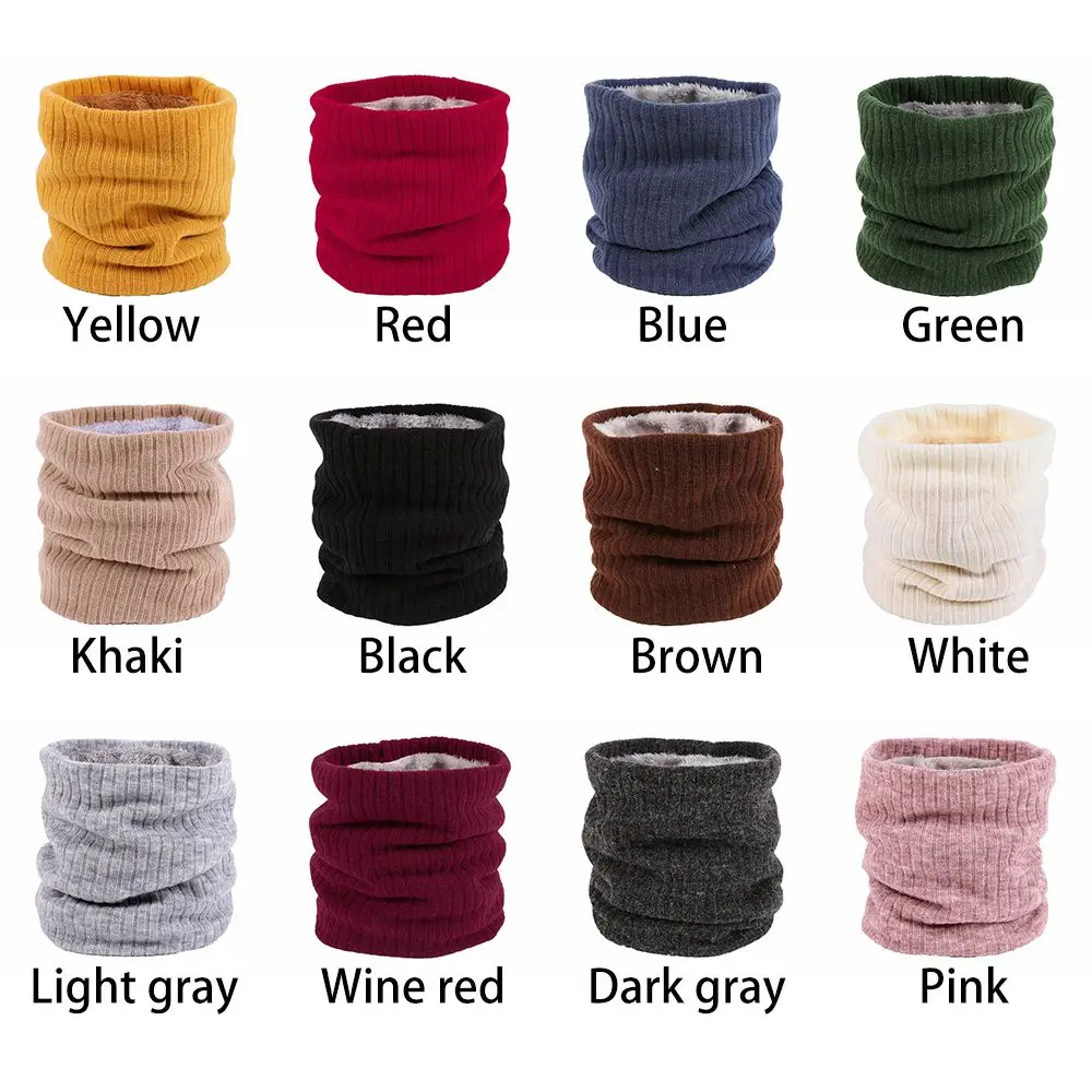 Soft Unisex Windproof Collar Scarf Thick Double-Layer Circle Loop Scarves Fleece Lined Scarf Winter Neck Gaiter Neck Warmer