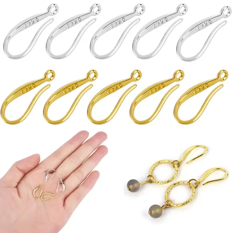 20PCS Fashion Jewelry Findings Genuine 925 Sterling Silver Earrings For Women Smooth Hook Ear For Design DIY Jewelry Making