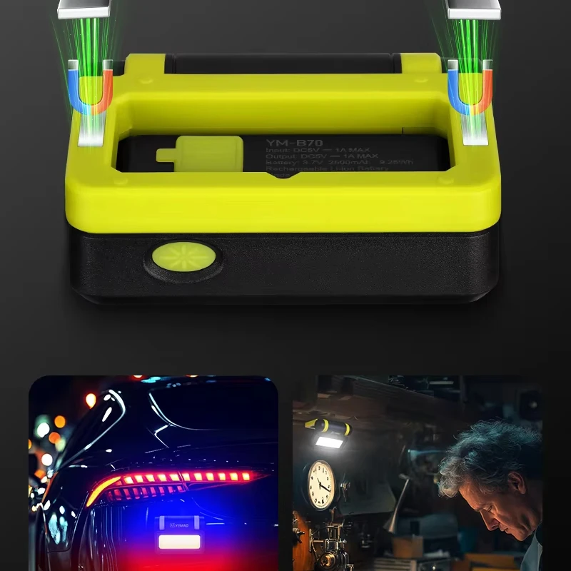 YEMAO B70 Multifunctiona Work Camp Light With Magnetic Power Bank Function 200°rotation Rechargeable Outdoor Waterproof Lamp