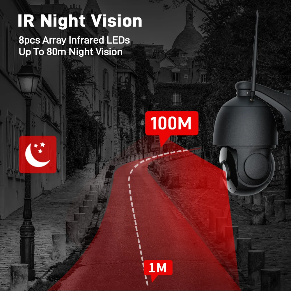 8MP Security IP Camera 4G Sim Card 4.7-94mm 30X Zoom AI Auto Tracking POE WIFI Surveillance Camera Security Protection IR 100M