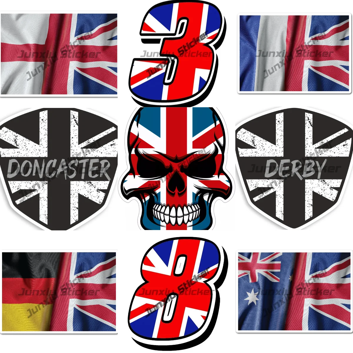 British Flag Racing Numbers Vinyl Stickers Derby Doncaster English City South Yorkshire America England Union Jack Flag Mixed