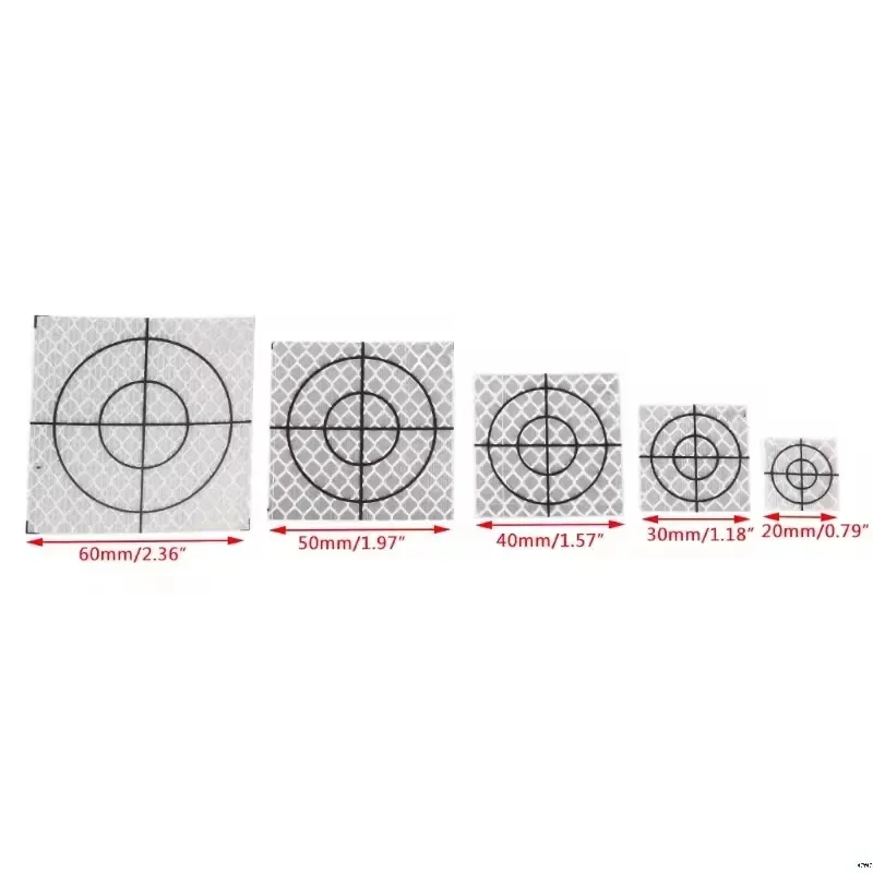 100Pcs Size 20/30/40/50/60MM Reflector Sheet for LeicCa Total Station Survey Geography White Target Sheet Reflective Sticker