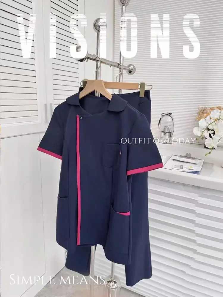 Estate coreana manica corta moda di alta qualità clinica ospedaliera orale medico dentale tuta da lavoro infermiera scrub set vendite uniformi