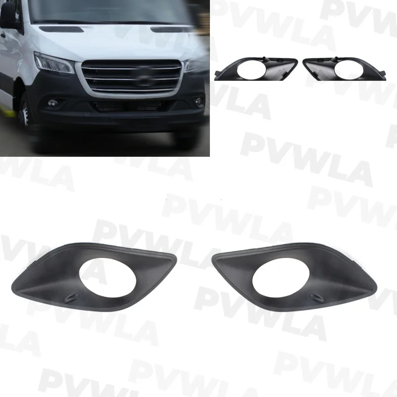 Left+Right Front Bumper Fog Light Lamp Grille Cover For Benz Sprinter 907 910 2019 2020 2021 Car Accessories