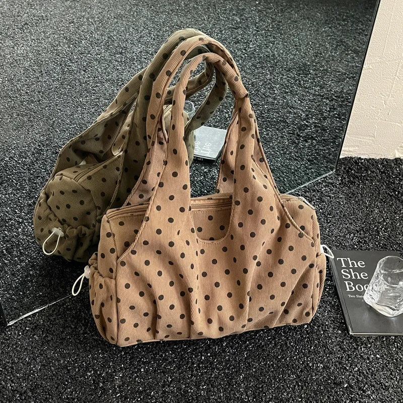 Soft Polka Dot Women Shoulder Bag Large Capacity Casual Tote Handbag for Daily Commute Totes, Weekend Shopping, Short Travel