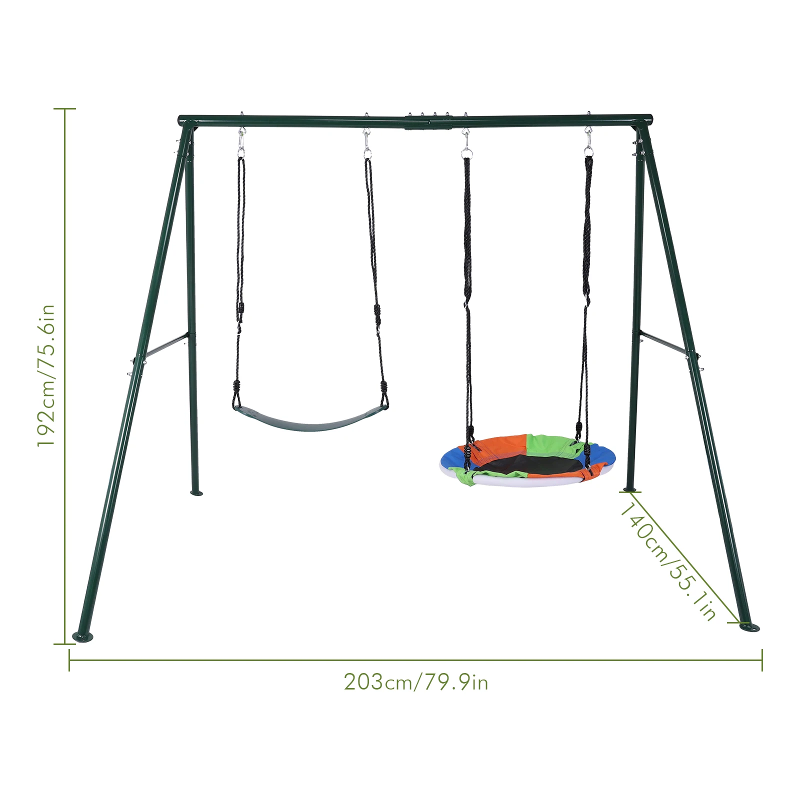 Set di altalene Telaio resistente all'usura Telaio per parco giochi resistente Set di cornici per altalena doppia multiuso per il parco del centro commerciale della scuola materna