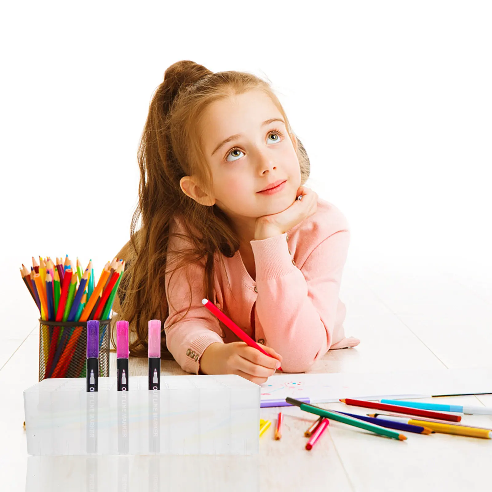 

Набор из 4 пластиковых органайзеров для маркеров: простой дизайн, подставка для хранения маркеров, настольный держатель для канцелярских принадлежностей для офиса