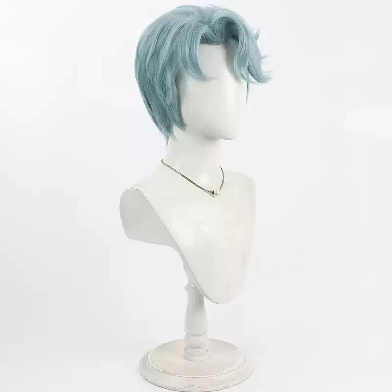 Virtuelle YouTuber Freodore Cosplay Perücke Halloween 30 cm kurze grüne Männer hitzebeständiges Haar