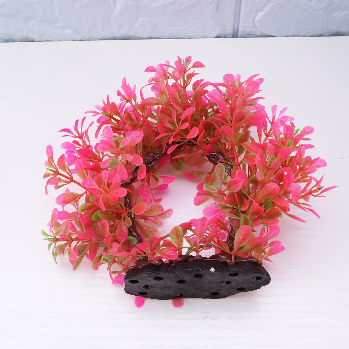 

High Imitation Aquatic Fish Aquarium Rockery Ornamental Set Pink Deformed Curved Flower Door Aquarium Decoration Fish Tank Decor