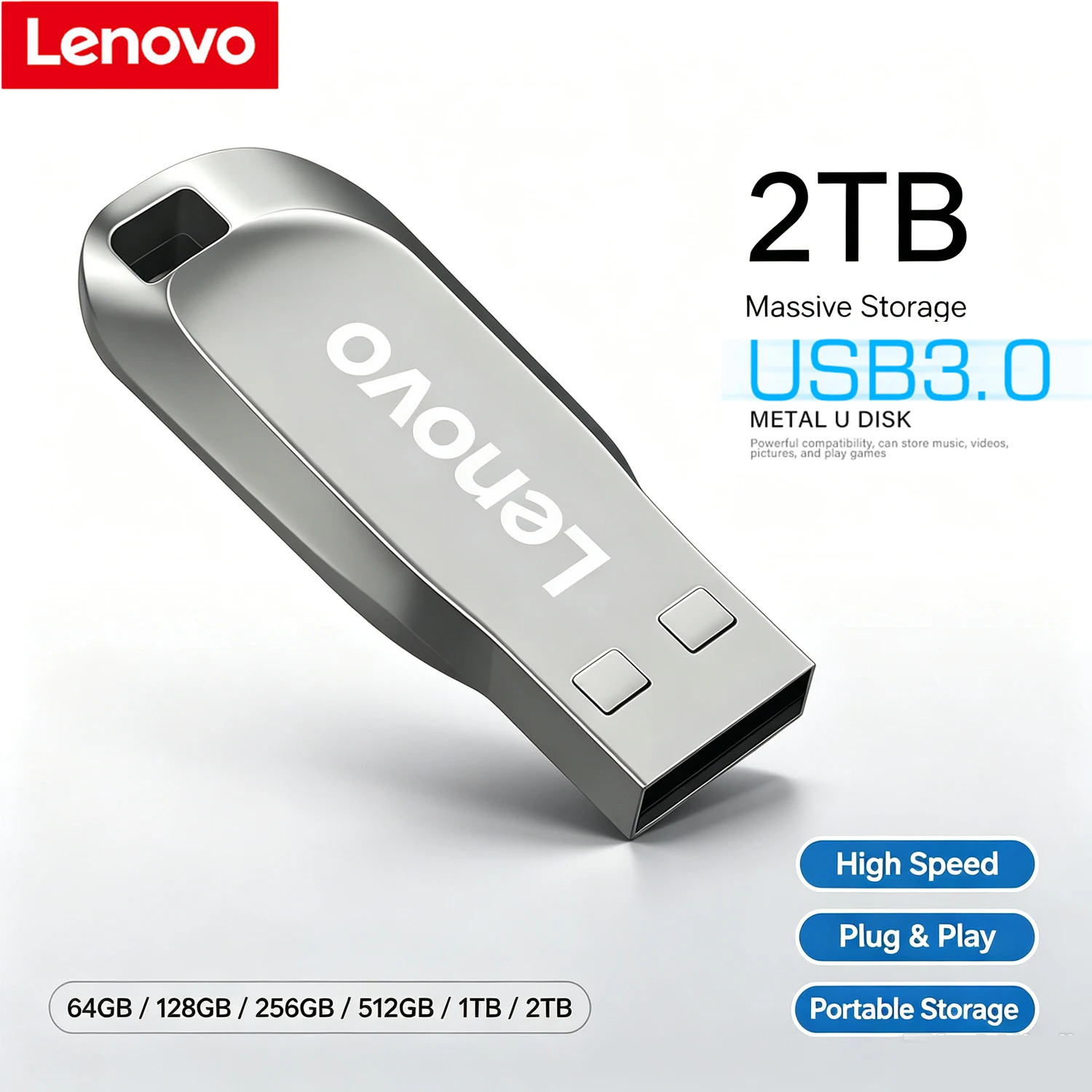 Lenovo Metal Flash Drives USB 3.0 High Speed Memory Stick 128GB Pendrive 1TB 2TB 512GB Portable Memoria USB Stick For Phone PC
