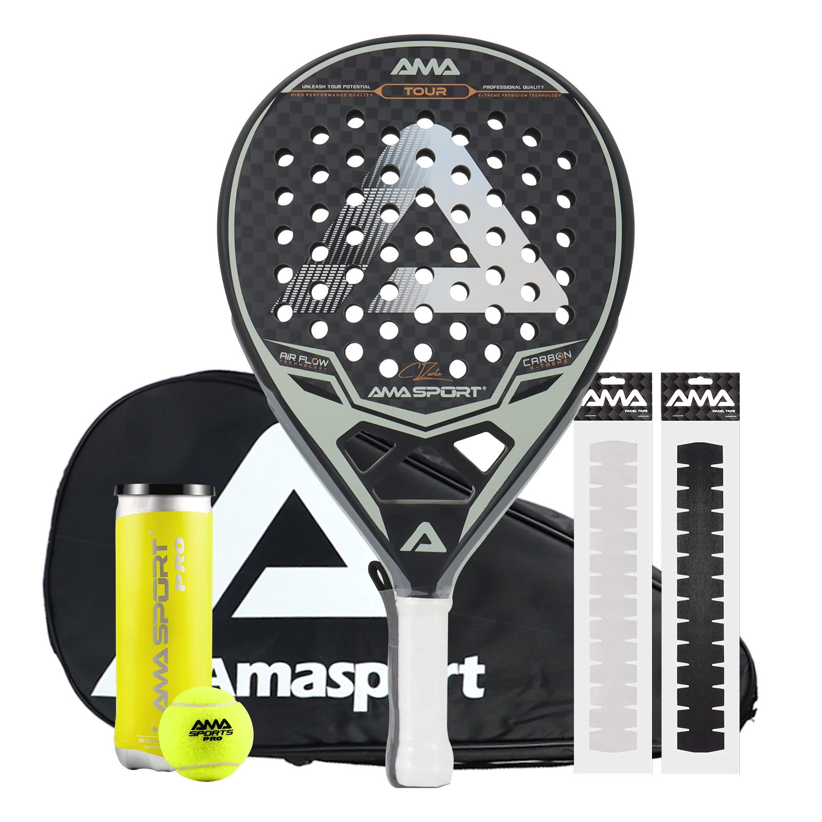 

AMASPORT Padel Racquet High Density Original Shape With EVA Memory Flex Foam Core Padel Accessories Lightweight Padel Tennis Rac