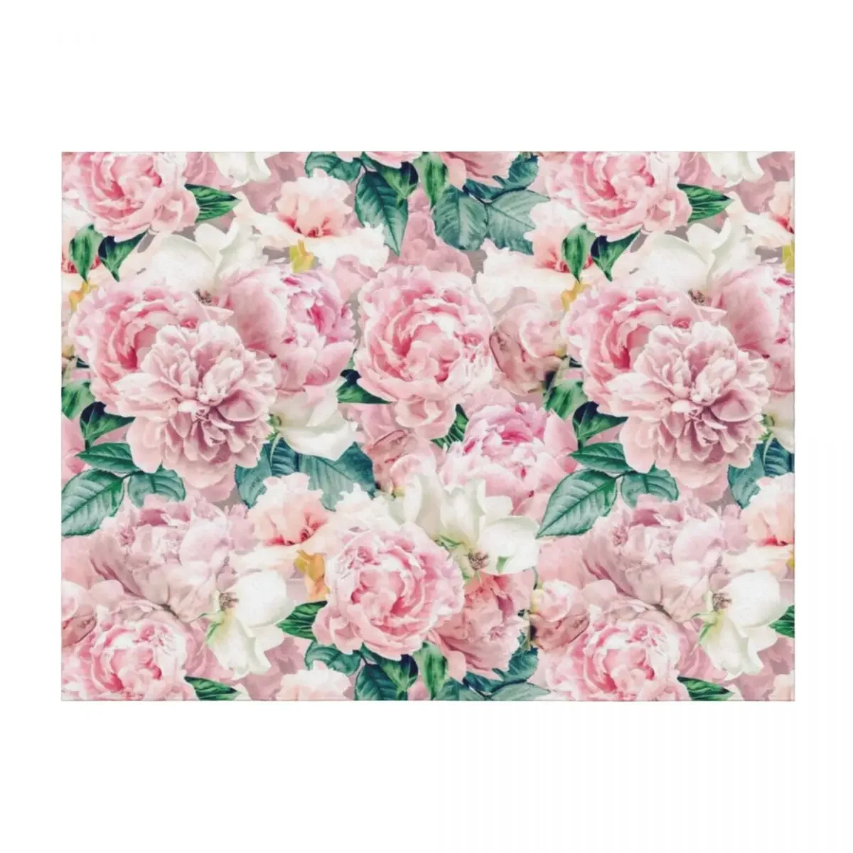 

Vintage Blush Real Peonies Pattern Throw Blanket bed plaid Flannel Fabric Luxury Thicken Soft Plaid Blankets