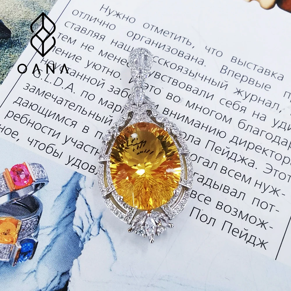 

Серебряная платиновая инкрустированная цитрином S925, Элегантная Модная Роскошная подвеска (без цепочки), бесплатная доставка