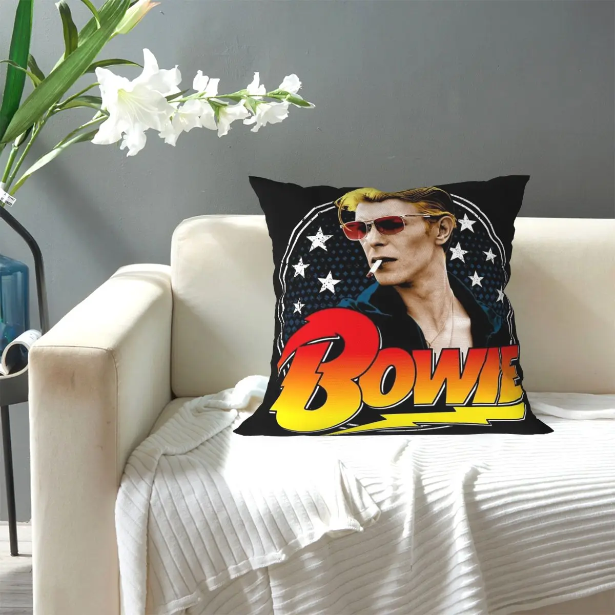 Davids Bowied Square Pillowcase Pillow Cover Cushion Decor Comfort Throw Pillow for Home Bedroom