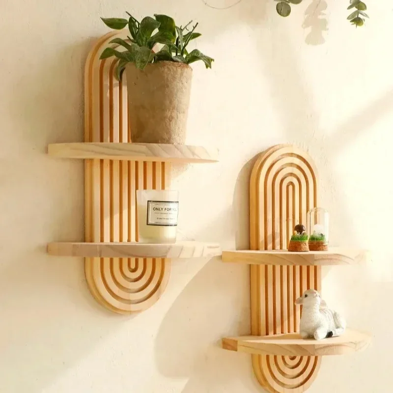 1 Stück Wandregale aus Holz, Regal im Boho-Stil, moderne Heimdekoration für Wohnzimmer, Badezimmer-Display-Dekoration