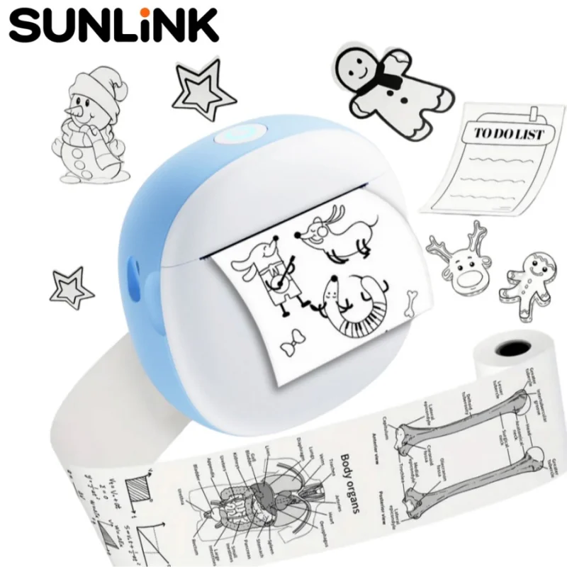 

Портативный мини-термопринтер HD для дома и офиса, Bluetooth, безчернильный, для печати фото, заметок и текста, 1 шт.