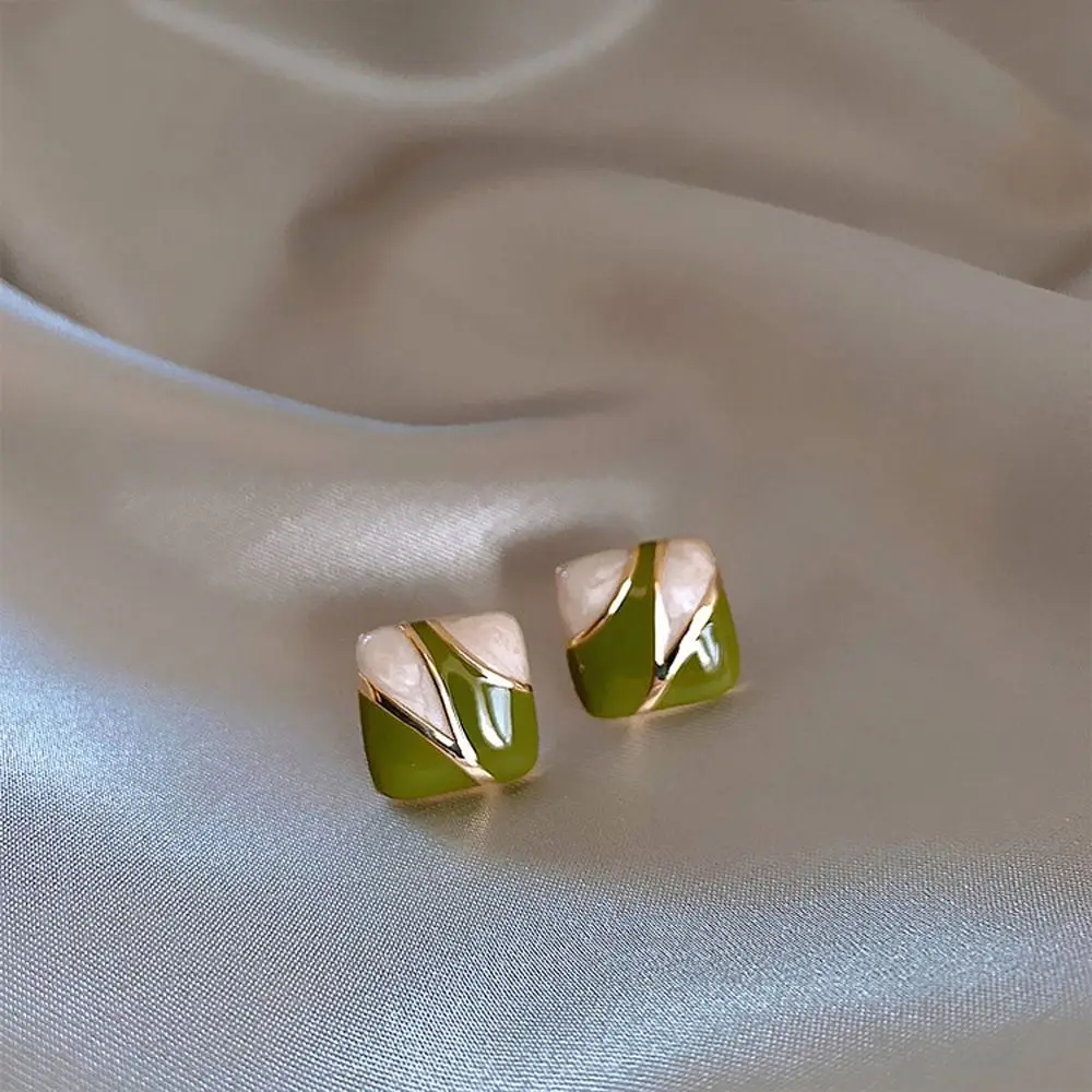 Contrast Color Trendy Niche Design Fashion Jewelry Korean Style Earrings Ear Studs Girl Stud Earrings Women Square Earrings