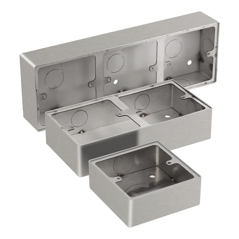 25mm Hole Stainless Steel Wire Button Box Surface Mount 86 Type Universal For Wall Switch Socket Junction Box
