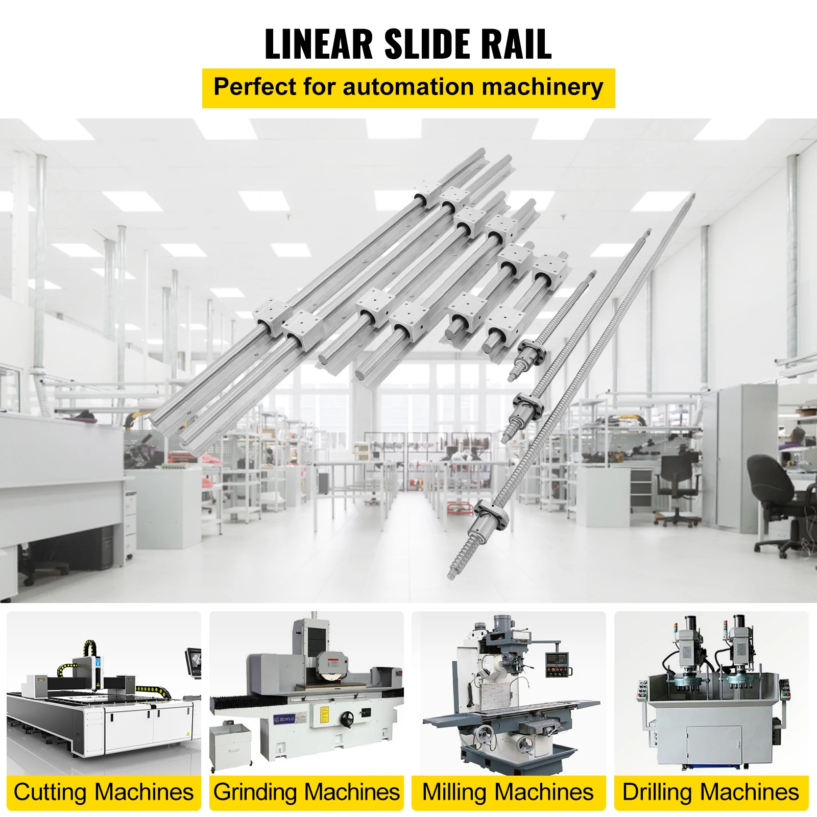 SucceBuy Linear Rail Ballscrew x 3 RM1605-350mm 650mm 1050mm x 2 Linear Rail Support, 12 CNC Kit Linear Shaft Optical Axis DIY