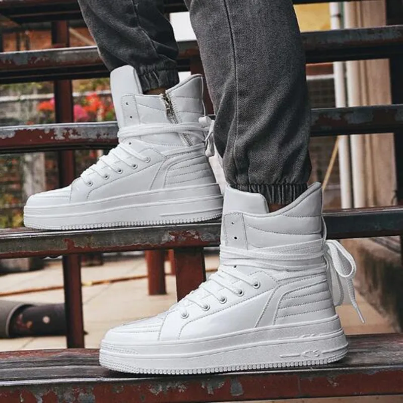 مصمم عالية أعلى الرجال حذاء من الجلد الفاخرة رجل دراجة نارية الأحذية النمط البريطاني حذاء كاجوال العلامة التجارية الدانتيل متابعة حذاء رجالي بوتاس Hombre #6