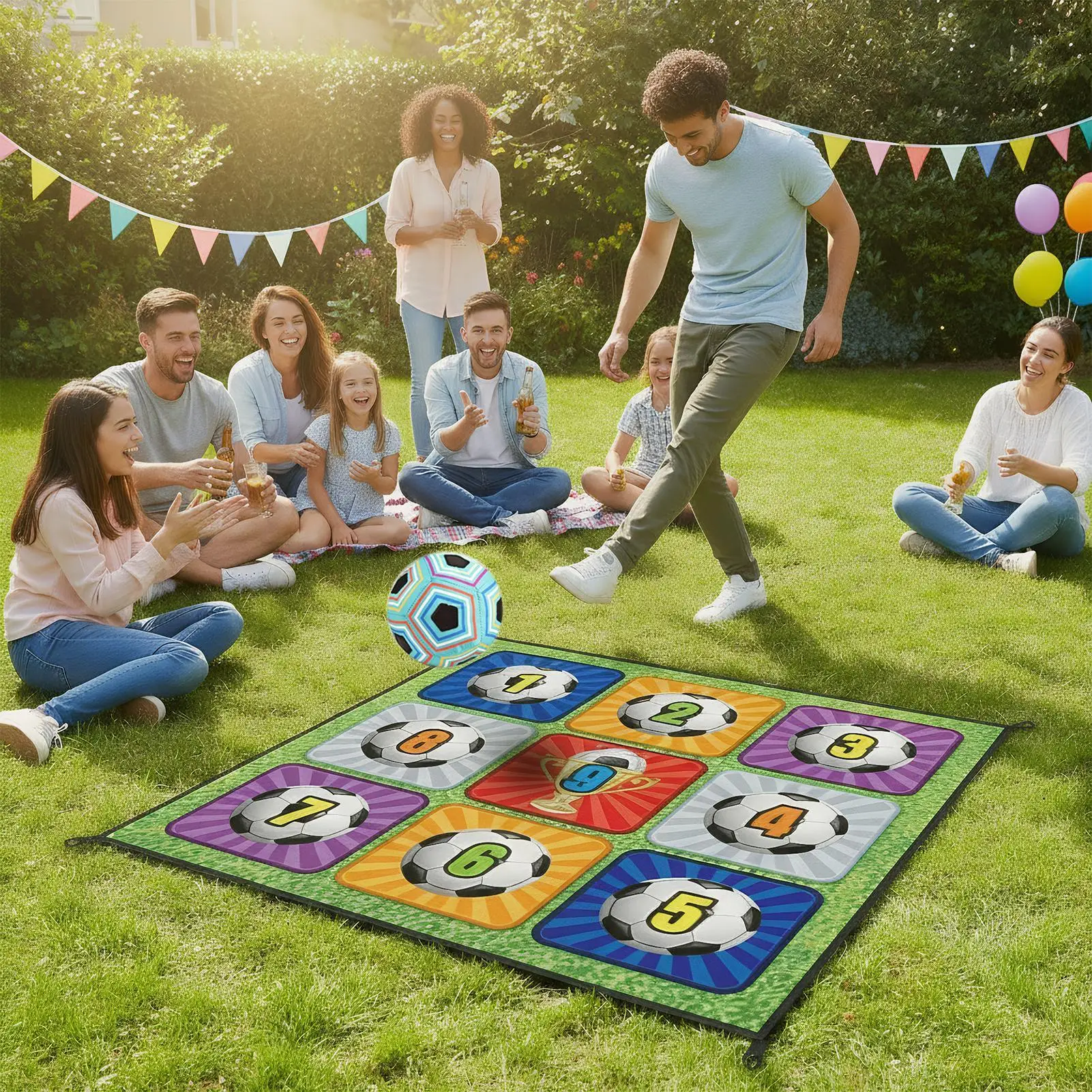 

Portable Soccer Target Game Toss The Football To The Flannel Goal Mat Fun Kids Training Game For Indoor Backyard Camping& Garden