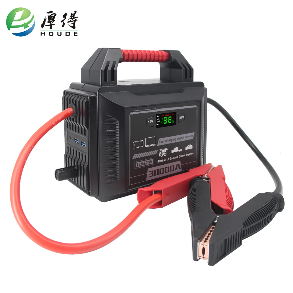 Portable 30,000A Lithium Heavy-duty Jump-Pack 12v/24v Jumper Cable Industrial Hand-Held Battery  Booster Jump Starter Power Pack
