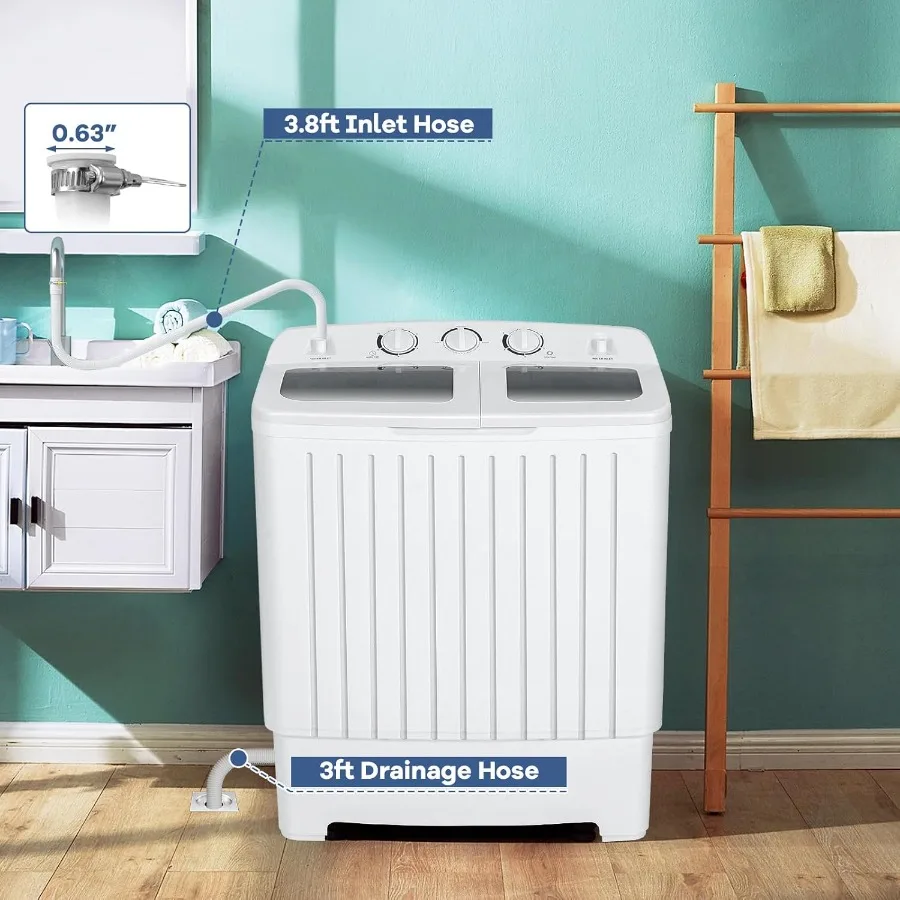 غسالة محمولة مدمجة بتصميم حوض مزدوج للمساحات الصغيرة: 20 رطلاً سعة إجمالية 12 رطلاً غسالة + 8 رطل سبينر تيم #2