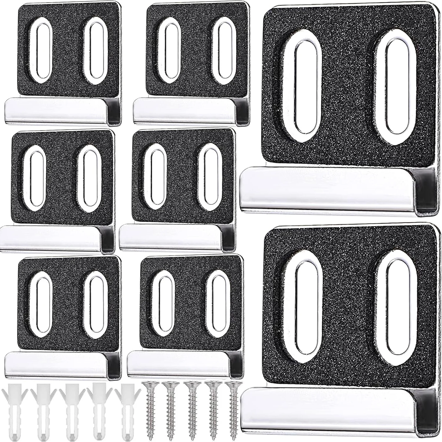 

8 Pieces Mirror Clips Hangers Stainless Steel Mirror Holders Heavy Duty Double Hole Mirror Brackets with Screws Kit for Wall