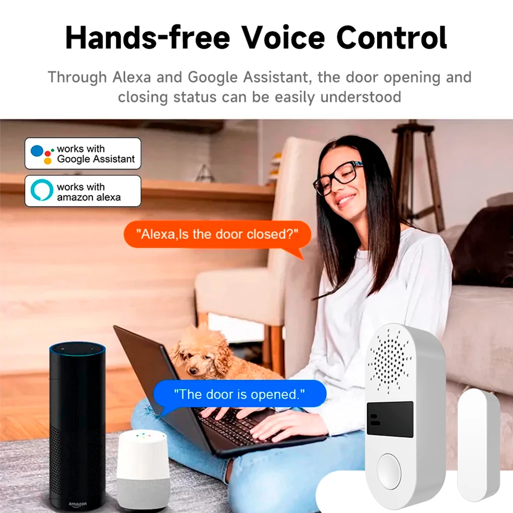 Tuya WiFi Door Window Sensor 130dB Sound Light Magnetic Contact Detector Smart Life APP Home Anti-theft Security Alarm
