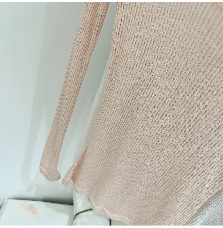 2026 Sommer Neuer Lässiger Stil Transparentes Dünnes Durchsichtiges Überzug-Top Damen T-Shirt V-Ausschnitt Sonnenschutz Langarm T-Shirt – Detail 16