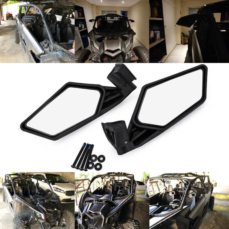 2Pcs UTV Side View Mirrors Rearview Mirror For Can Am Maverick X3 Max Turbo R 2017-2022