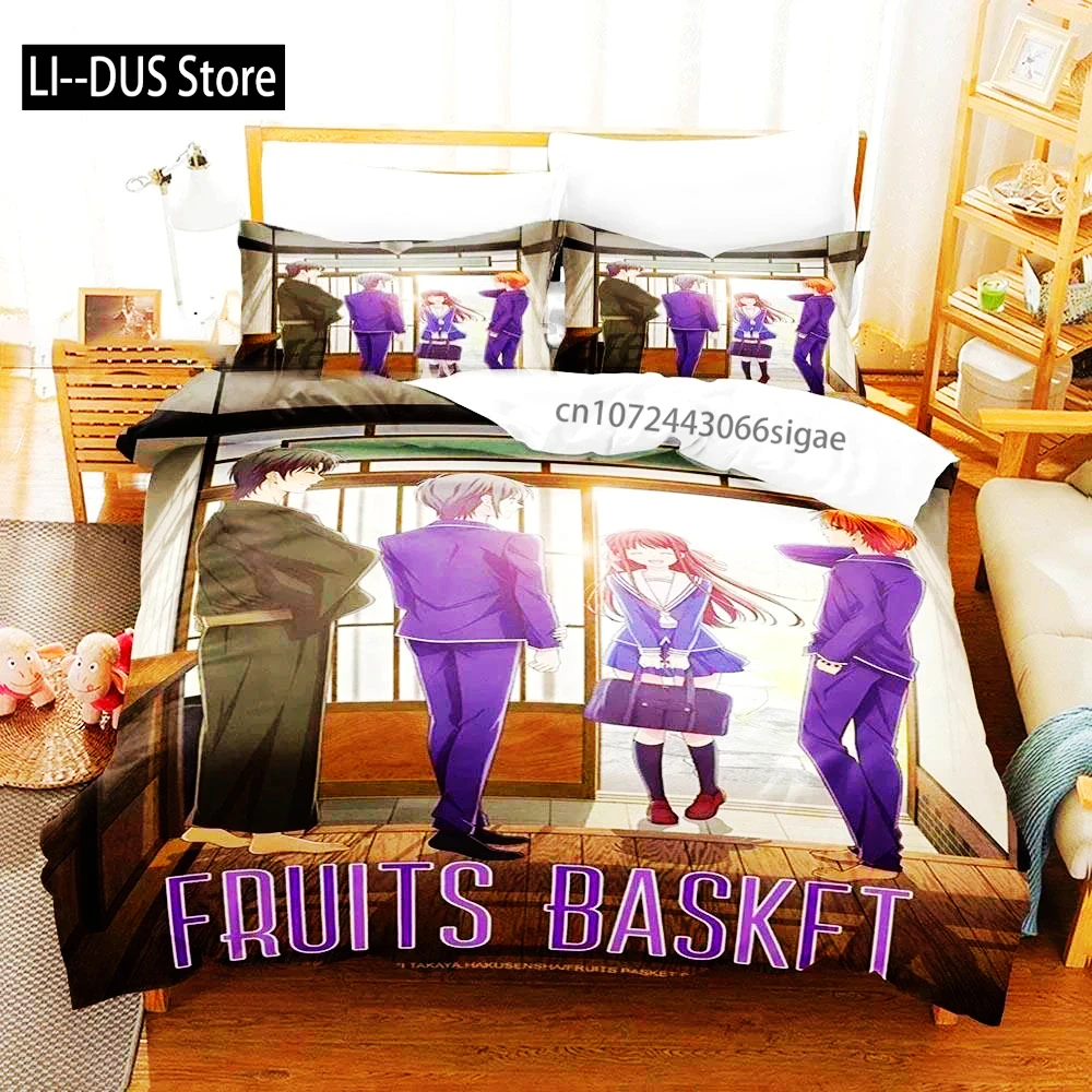

Anime Fruits Basket Bedding Set Boys Girls Twin Queen Size Duvet Cover Pillowcase Bed Boys Adult Fashion Home Textileextile