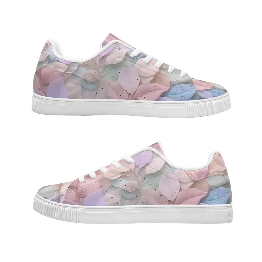 

Pink leaves print casual sneakers high-quality fashion shoes white shoes campus sneakers sport shoes for man and woman