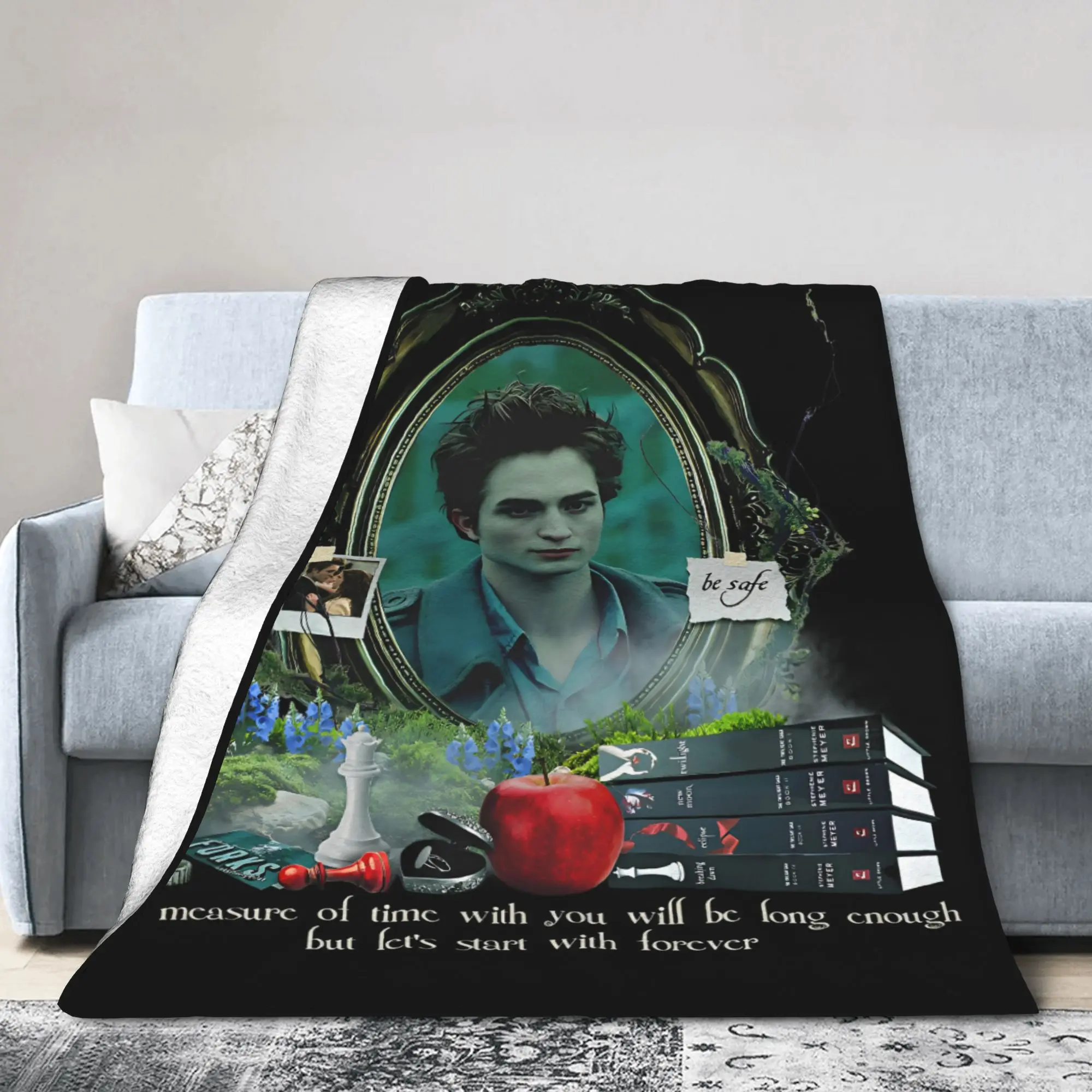 Twilights Vampire Edward Cullen Awesome Blanket Flannel Gothic Movie Warm Throw Blankets for Bedspread Gift Portable