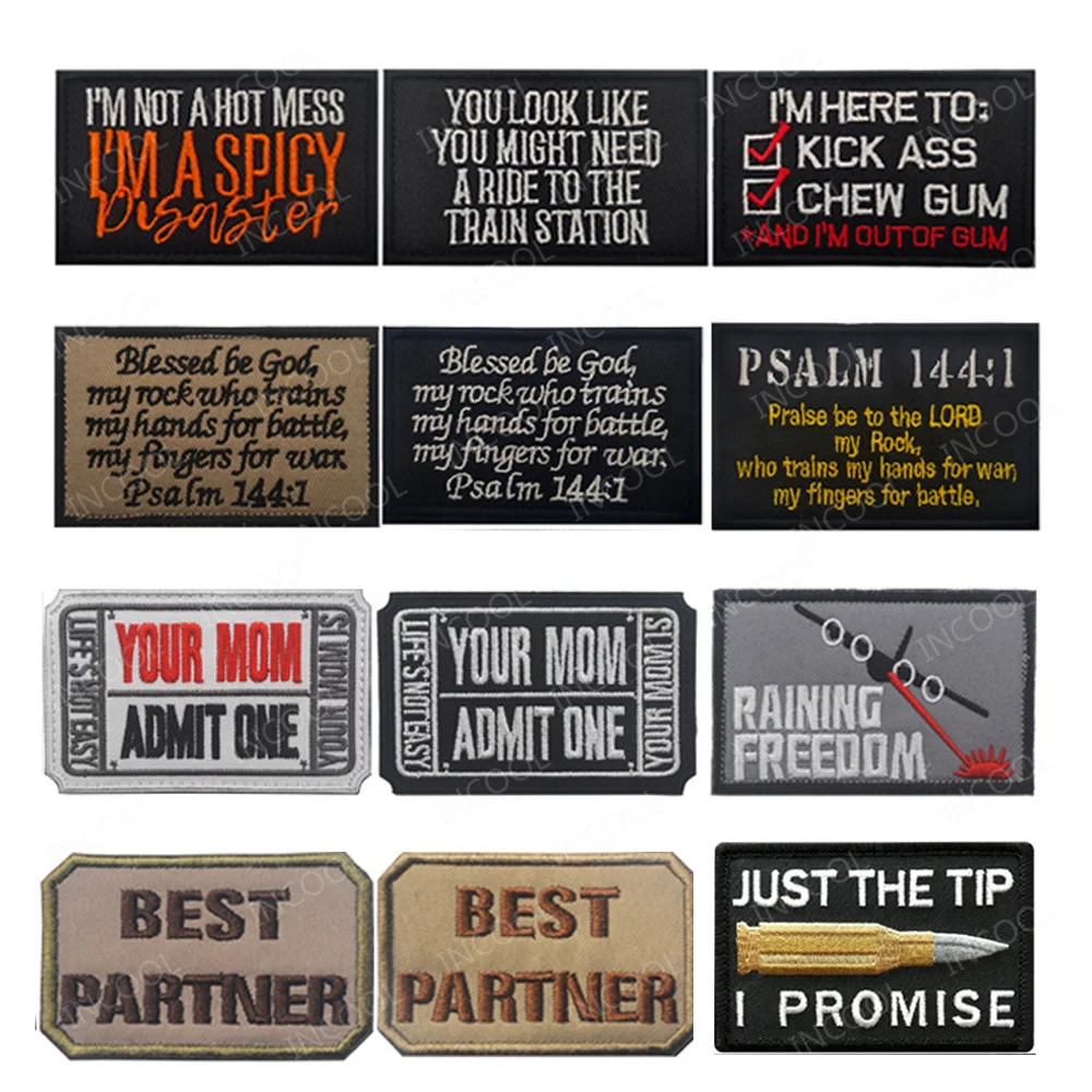 Slogan Words Saying Patch Motivational Phrases Biker Just The Tip Patches Appliqued Sticker Chevron Strip Badges For Clothing