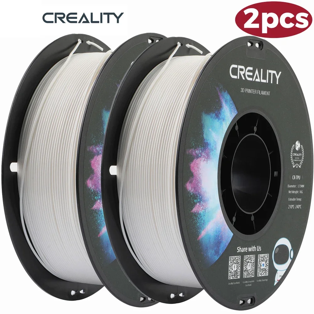 

CREALITY TPU filament 1.75mm TPU filament soft glue 2 rolls/white High rebound 210-240℃ printing temperature