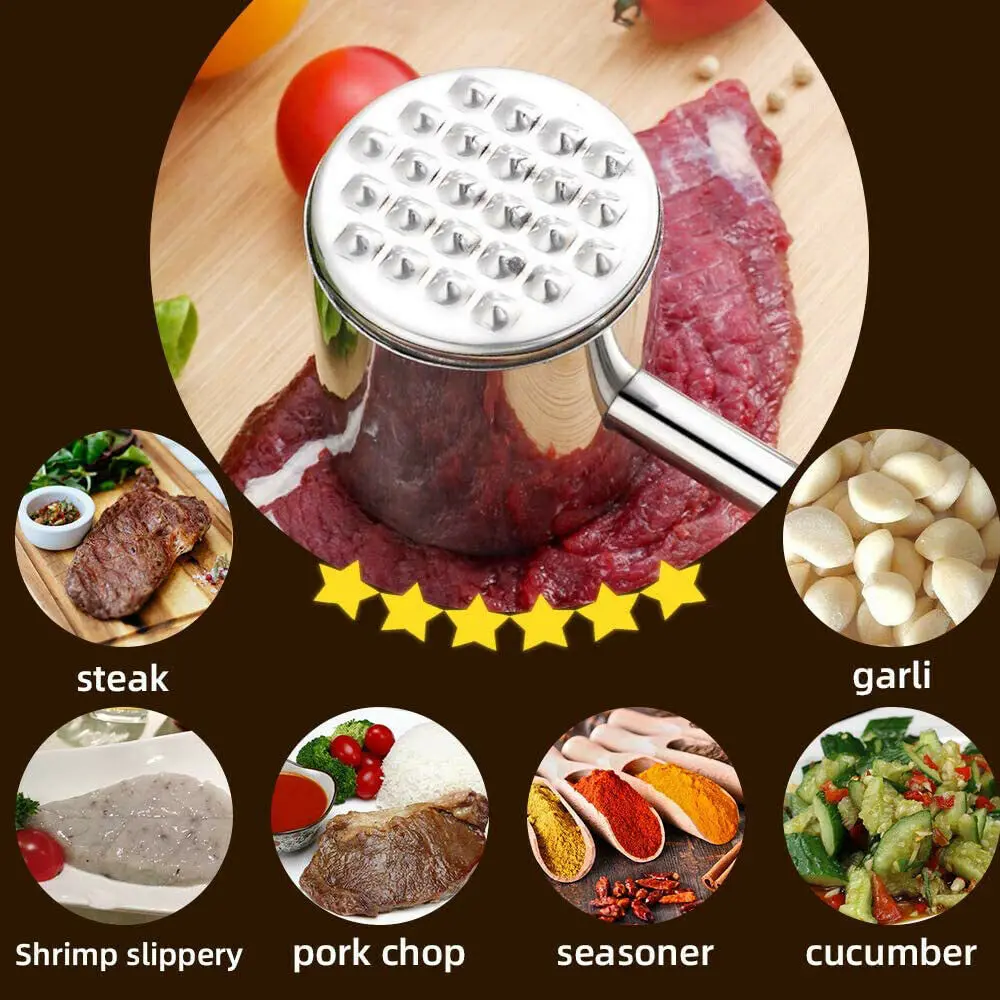 

Steak Hammer Pine Meat Pork Chop 24 Blades Needle Beaf Tenderizer Mallet Knife Cooking Tools Stainless Steel Double-sided burger