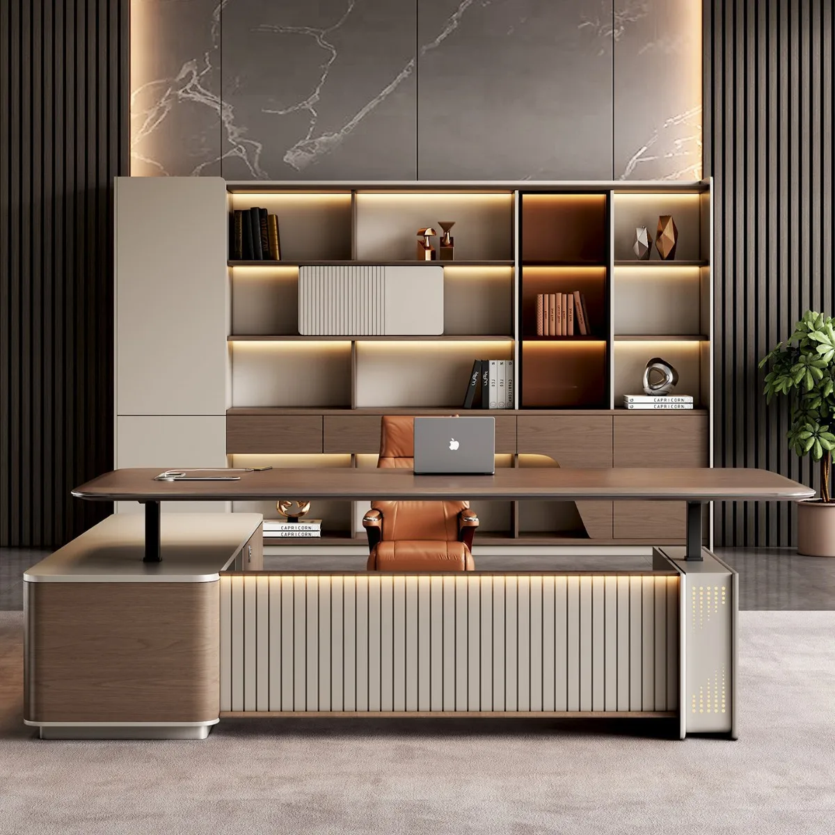 LH Modern Luxury Leadership Office Desk and Chair Combination Manager Supervisor Desk
