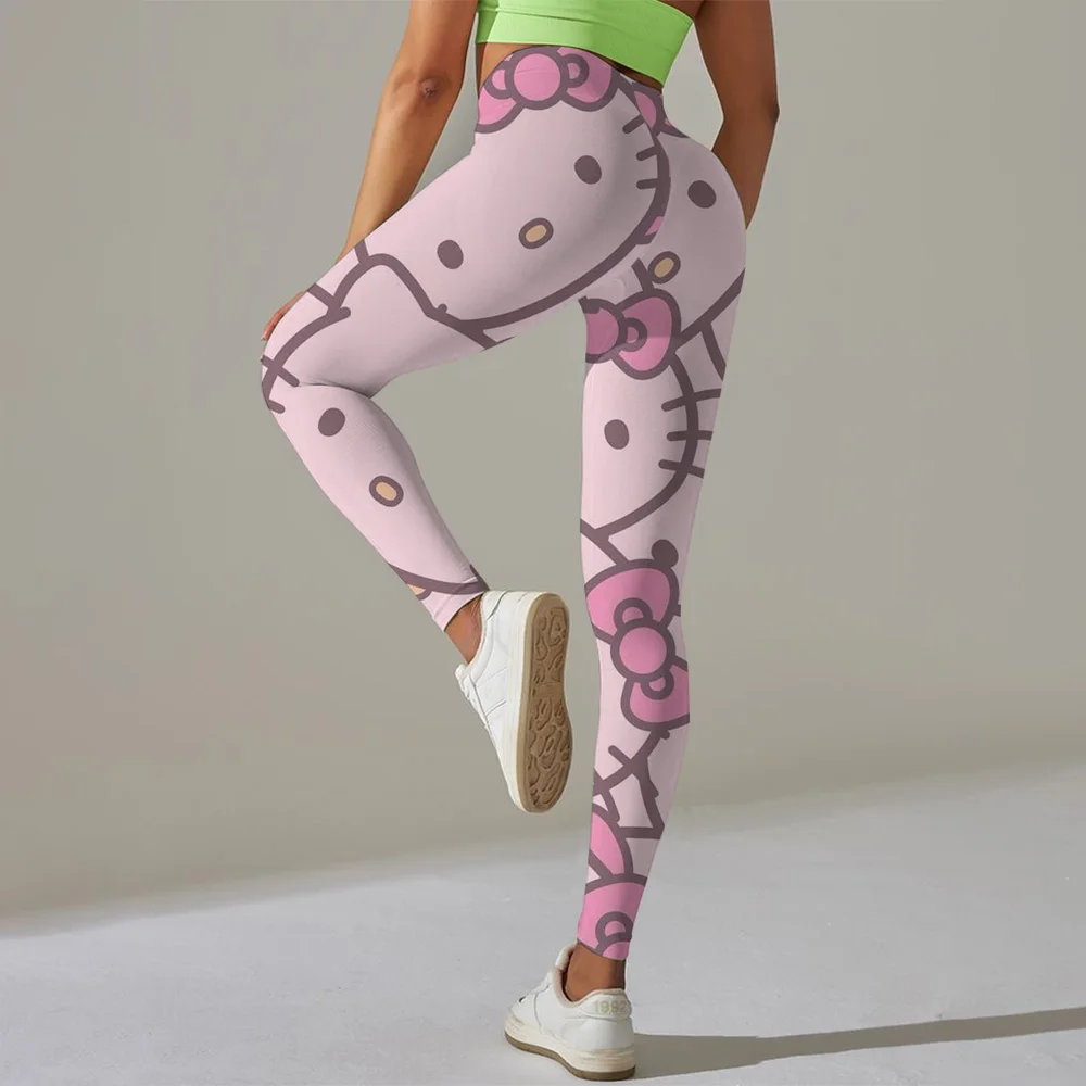 

Sports Pants With Sexy Hello Kitty Kuromi print Sports Tight Pants Women's Elastic Fitness Pants Running Yoga Pants