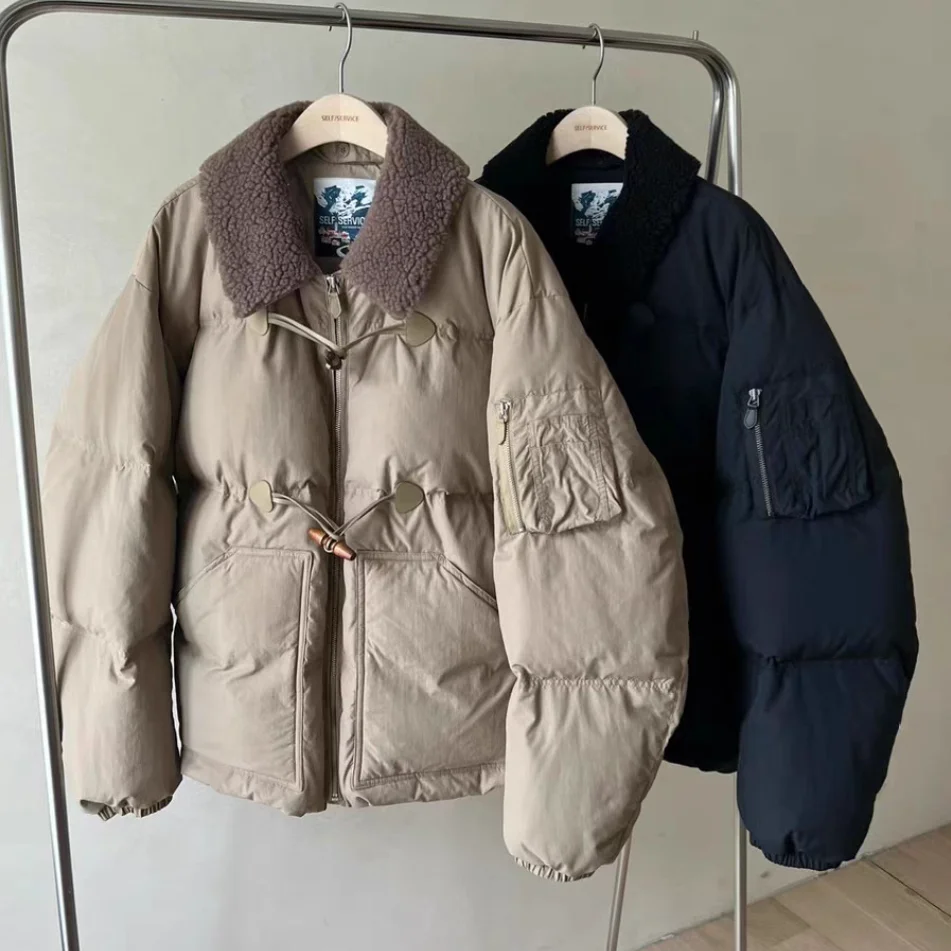 Calor leve ort sle inverno puffer jaet auto serviço 2025 cor gola de sangue design de botão commute faion