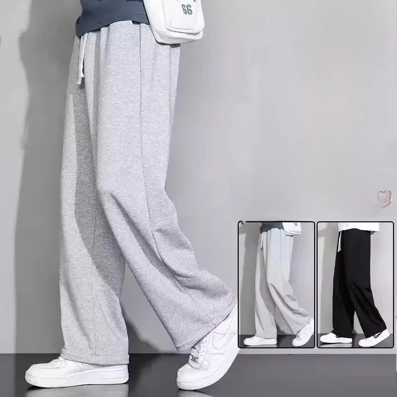 

Loose Straight Leg Men's Sweatpants Large Size Comfortable Casual Trousers for Students Trendy All-Season plus Size Sport Pants