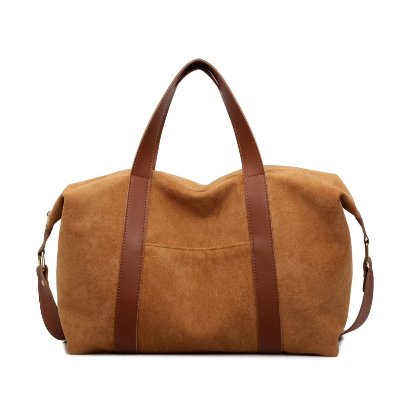 

High Quality Women Nubuck PU Leather Handbags Tote Bags Large Capacity Ladies Zipper Solid Shoulder Messenger Bags Bowling Bag