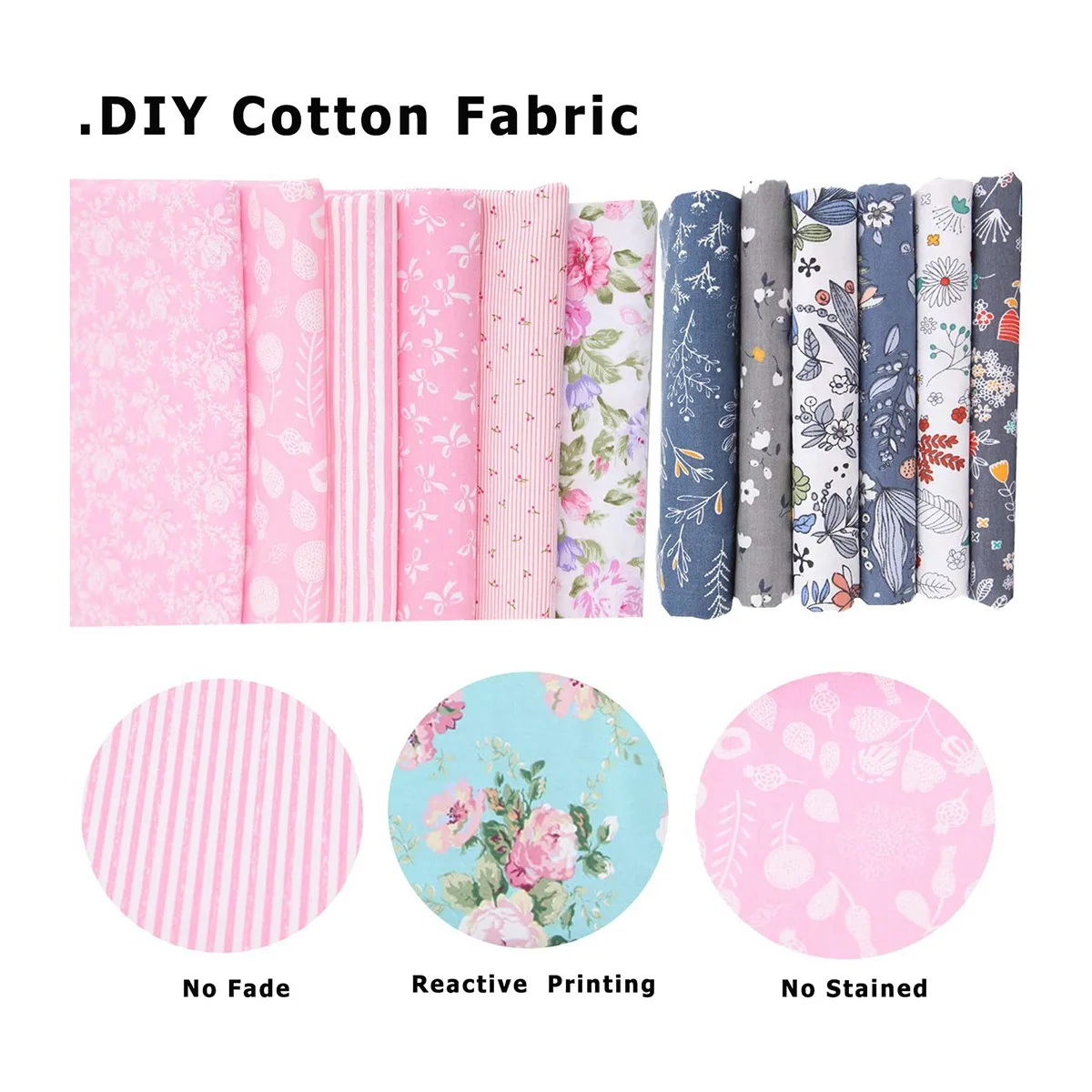 6Pcs Cotton Craft Fabric Bundle Patchwork,Sewing Patchwork Beautiful Pattern Cloths for DIY Scrapbooking Artcraft(Pink)