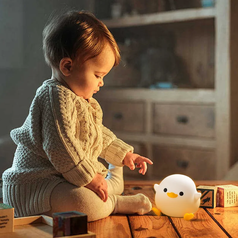 Cartoon LED Night light Cute Duck Touch Sensor lampada in Silicone USB ricaricabile Sleep Night lamp decorazioni per la camera dei bambini